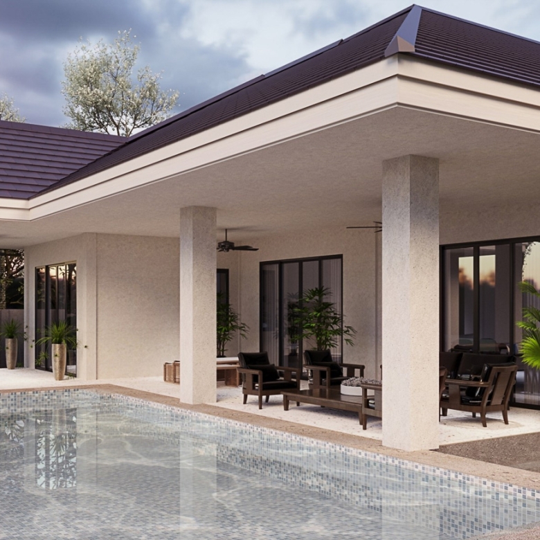 Contemporary Villa Entrance And Landscaping
